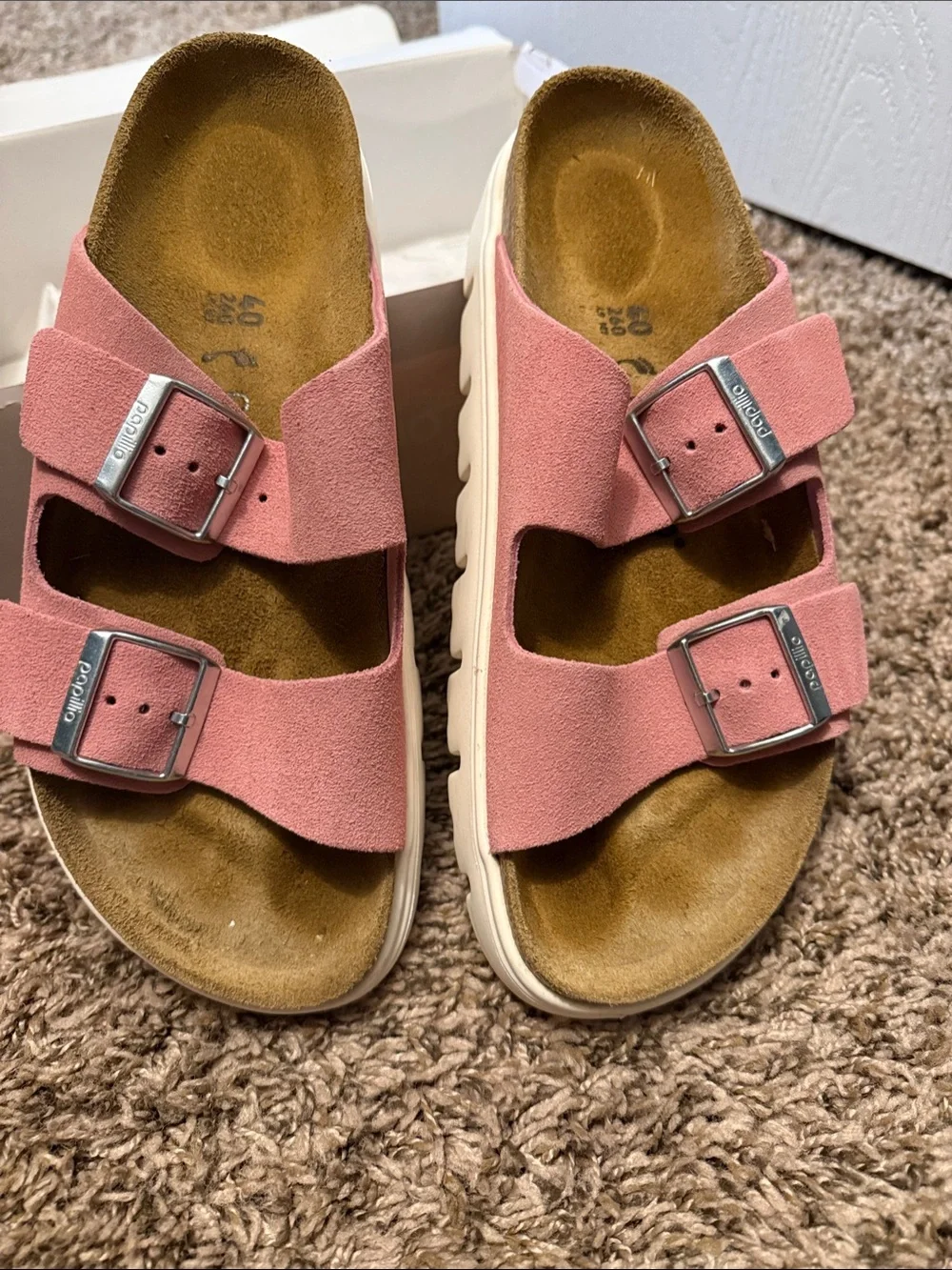 LIKE NEW!Birkenstock Papillo WM’s Candy Pink Suede Double-Buckle Sandals!Worn 1x